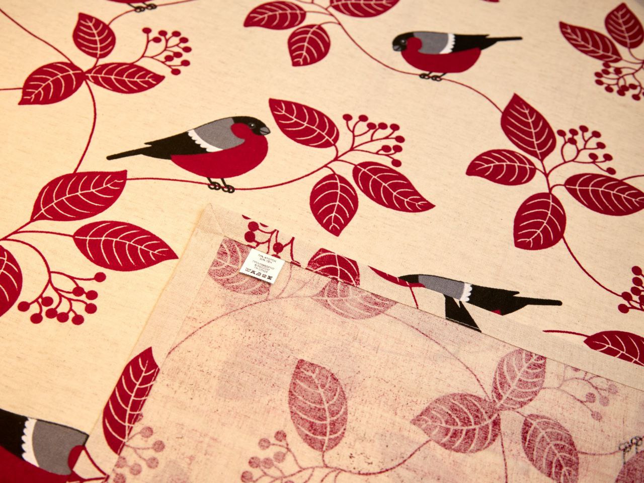 СКАТЕРТЬ рогожка СНЕГИРИ