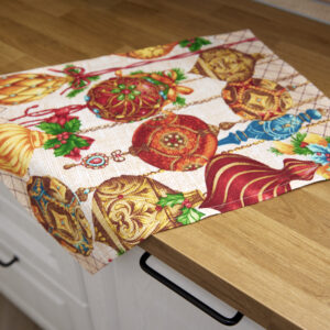 Полотенце вафельное НОВОГОДНИЕ ИГРУШКИ 35х50